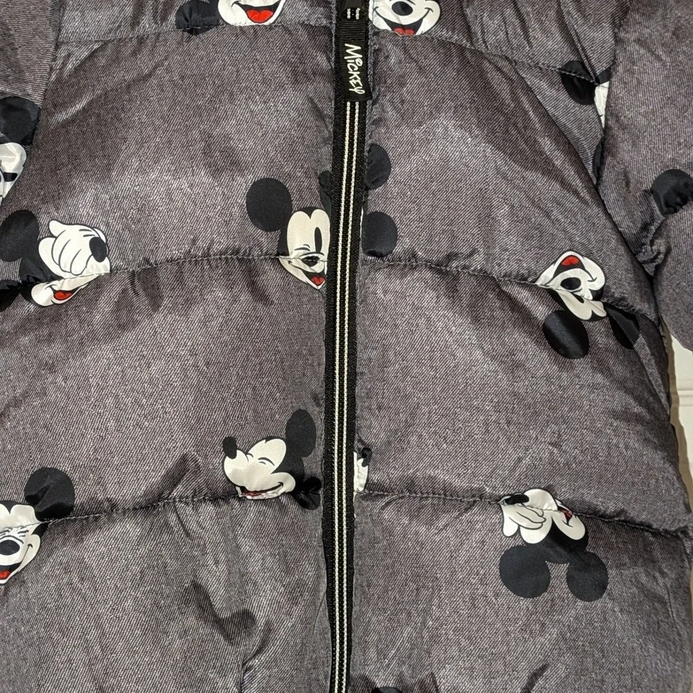 H&M Disney Mickey Mouse Puffer Jacket‎ Grey Hooded 3D Ears Toddler 18M Coat NWOT